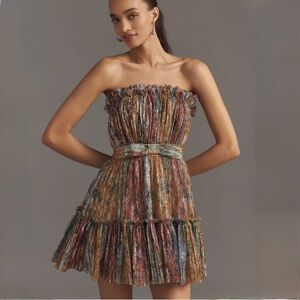 Dress The Population Petra Strapless Pleated Mini Dress ~ NWT